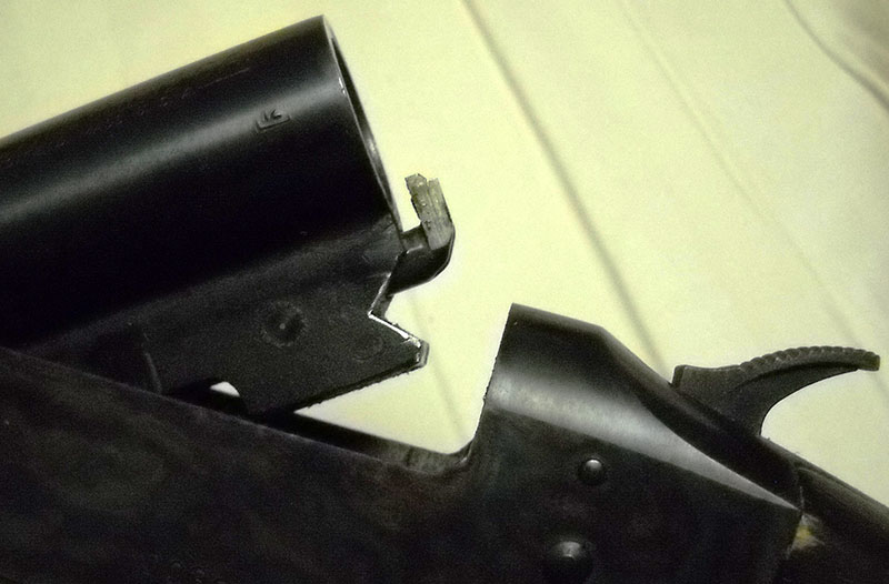 detail, Stevens M9478 action, left side, open